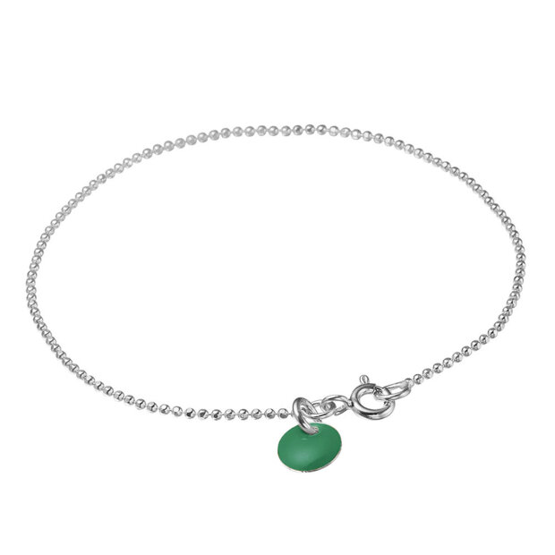 ENAMEL COPENHAGEN - BALL CHAIN ARMBÅND | FORGYLDT M/PETROL GREEN