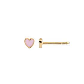 STINE A - PETIT LOVE HEART ØRERING - 1 STK. | FORGYLDT M/LYS PINK ENAMEL