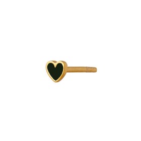 STINE A - PETIT LOVE HEART ØRERING - 1 STK. | FORGYLDT M/SORT ENAMEL