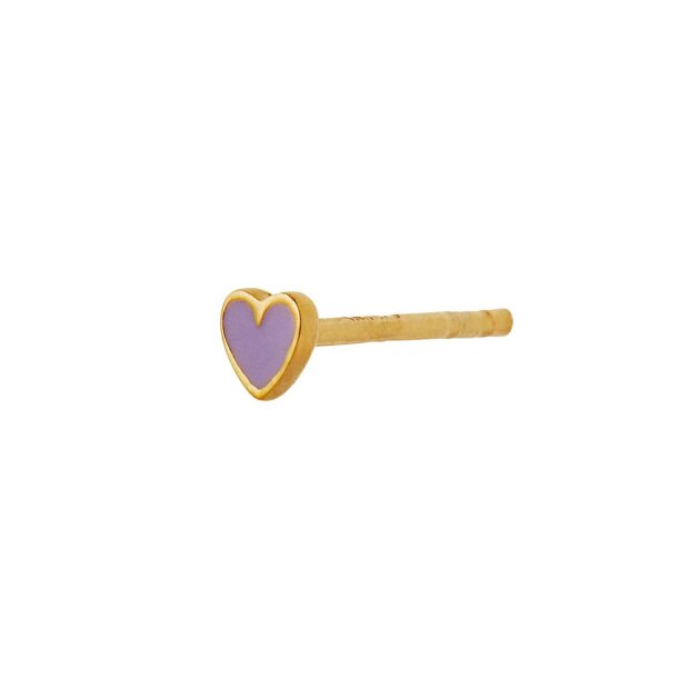 STINE A - PETIT LOVE HEART ØRERING - 1 STK. | FORGYLDT M/LILLA SORBET ENAMEL