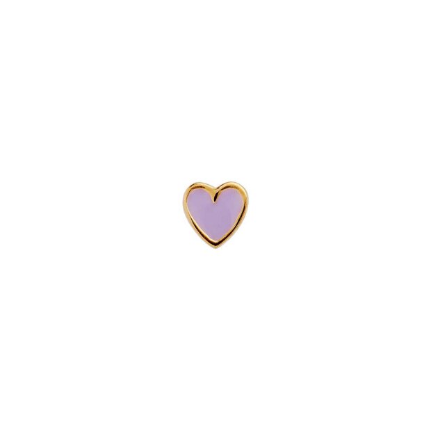 STINE A - PETIT LOVE HEART ØRERING - 1 STK. | FORGYLDT M/LILLA SORBET ENAMEL