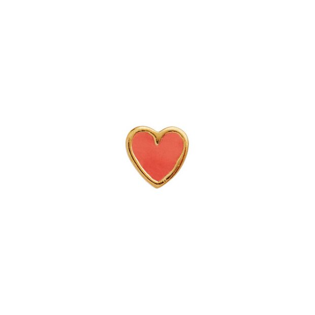 STINE A - PETIT LOVE HEART ØRERING - 1 STK. | FORGYLDT M/CORAL ENAMEL