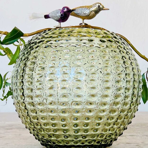 ANNA VON LIPA - HOBNAIL GLOBE VASE | OLIVEGREEN