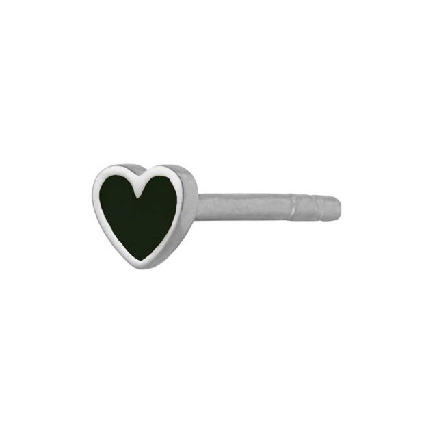 STINE A - PETIT LOVE HEART ØRERING - 1 STK. | SØLV M/SORT ENAMEL