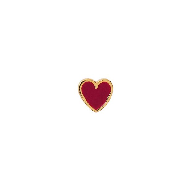 STINE A - PETIT LOVE HEART ØRERING - 1 STK. | FORGYLDT M/BURGUNDY ENAMEL