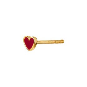 STINE A - PETIT LOVE HEART ØRERING - 1 STK. | FORGYLDT M/BURGUNDY ENAMEL