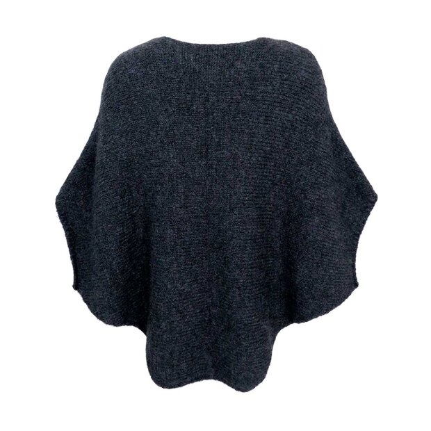 BLACK COLOUR - PELLA BOUCLE PONCHO | MØRK GRÅ