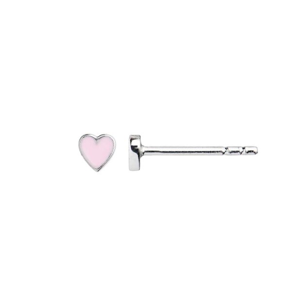 STINE A - PETIT LOVE HEART ØRERING - 1 STK. | SØLV M/LYS PINK ENAMEL