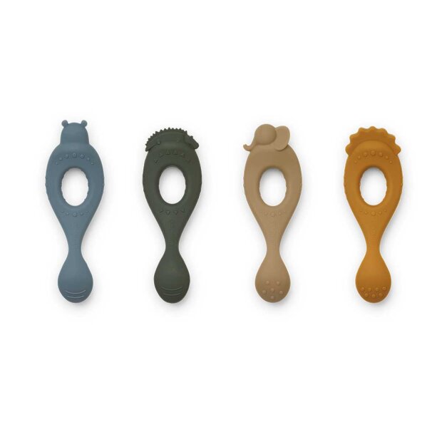 LIEWOOD - LIVA SILICONE SKEER 4-PAK | SAFARI/BLUE MULTI MIX