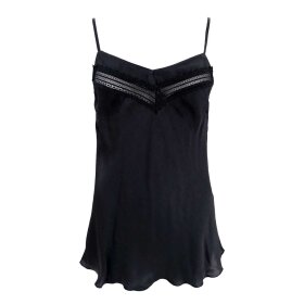 BLACK COLOUR - LOU SATIN STRAP TOP | SORT