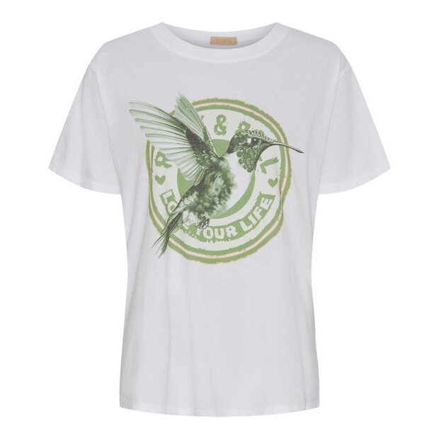 MARTA DU CHATEAU - INGE T-SHIRT | WHITE/MILLITARY HUMMINGBIRD