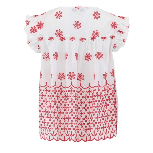 CONTINUE COPENHAGEN - LILLY BLUSE | WHITE/RED EMBRODERY