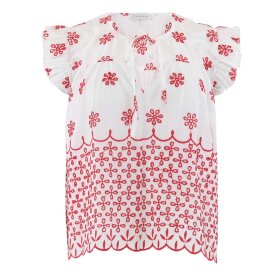 CONTINUE COPENHAGEN - LILLY BLUSE | WHITE/RED EMBRODERY