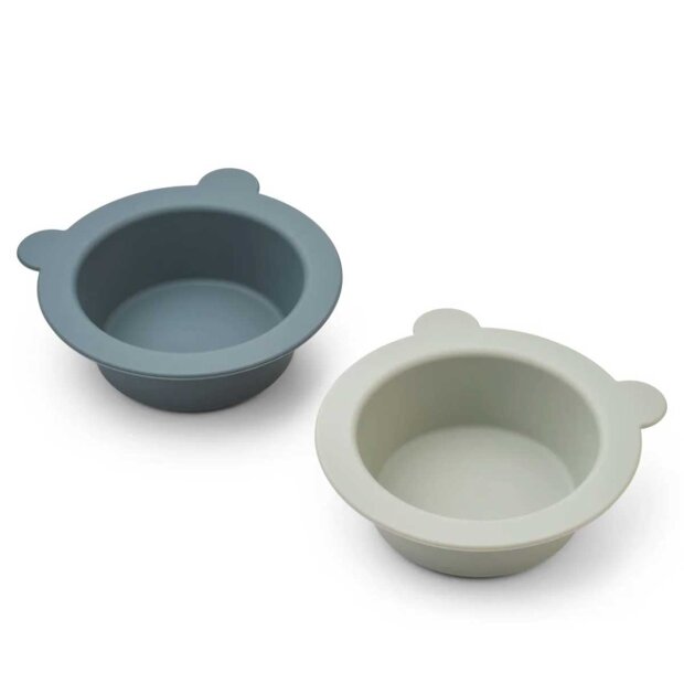 LIEWOOD - PEONY SUCTION BOWL, 2-PAK | WHALE BLUE/DOVE BLUE