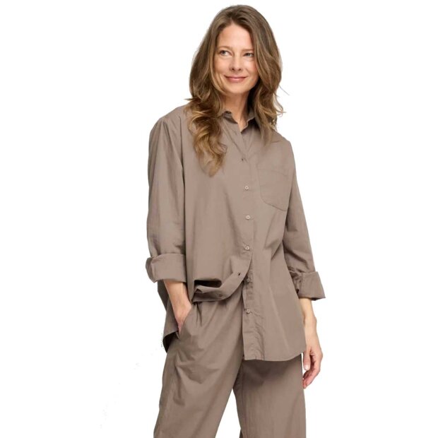 MOSHI MOSHI MIND - GAIA SKJORTE I POPLIN | DARK TAUPE