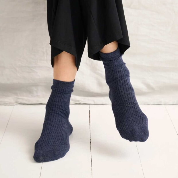 MOSHI MOSHI MIND - STORY RIB STRØMPER | NAVY MELANGE