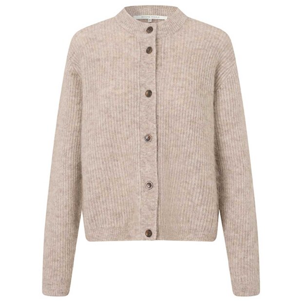 SECOND FEMALE - BROOK KNIT RIB CARDIGAN | BEIGE MELANGE