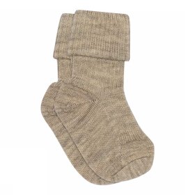 MP STRØMPER - WOOL RIB BABY SOCKS | LIGHT BROWN MELANGE