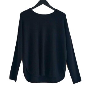 DAVIDA - CURVED CASHMERE SWEATER | SORT