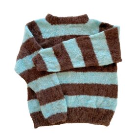 COFFEE BEANIES - IDA STRIBET ALPACA SWEATER | BRUN/AQUA