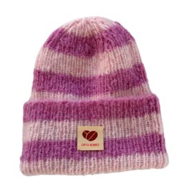 COFFEE BEANIES - STRIBET SKY BEANIE | PINK/LILLA