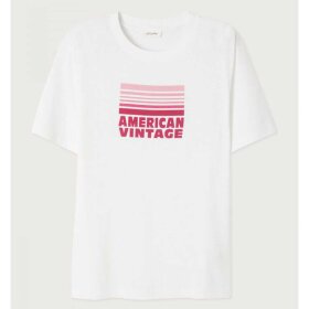 AMERICAN VINTAGE - YKOBOW T-SHIRT | HVID M/FUCHSIA PRINT