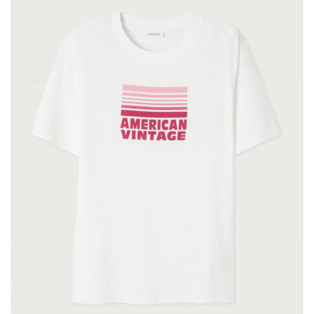 AMERICAN VINTAGE - YKOBOW T-SHIRT | HVID M/FUCHSIA PRINT