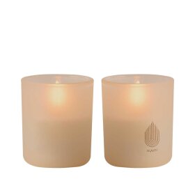 UYUNI - LED LYS - GLAS 6X7 CM 2 STK. | BEIGE