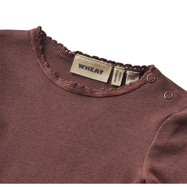 WHEAT - RIB T-SHIRT M/LANGE ÆRMER | EGGPLANT