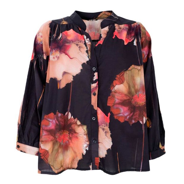 BLACK COLOUR - CELINE BLUSE | SORT BLOMST