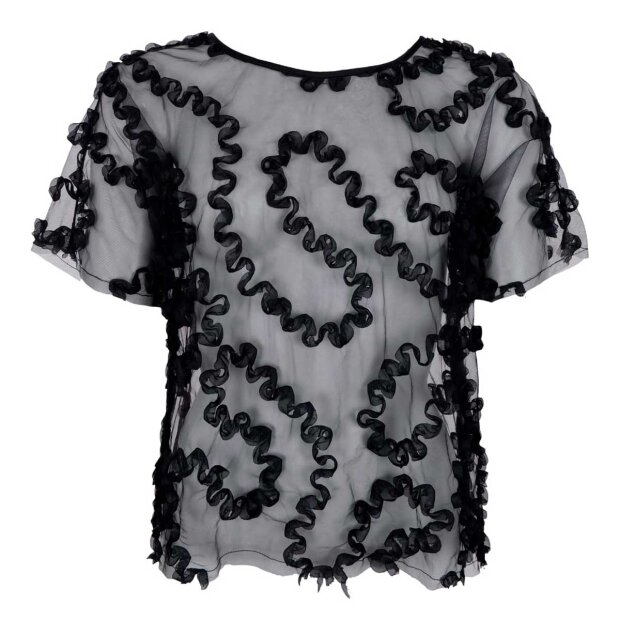 BLACK COLOUR - SWIRL BLUSE | SORT