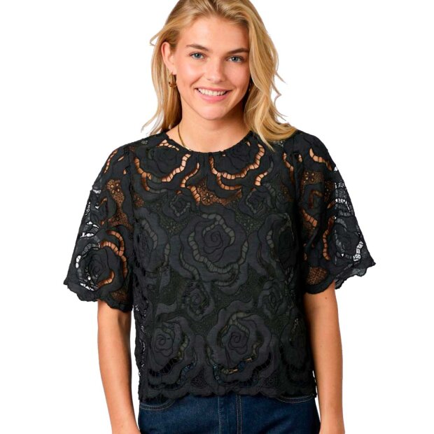 NEO NOIR - TRISHA BIG LACE BLUSE | SORT