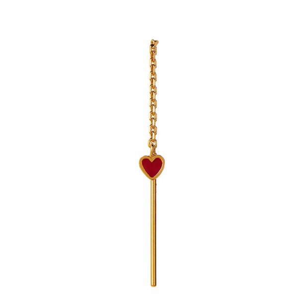 STINE A - DANGLING LOVE HEART ØRERING 1 STK. | FORGYLDT/BURGUNDY