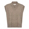 CO COUTURE - MY STRIKKET VEST M/V-HALS | CHAMPAGNE