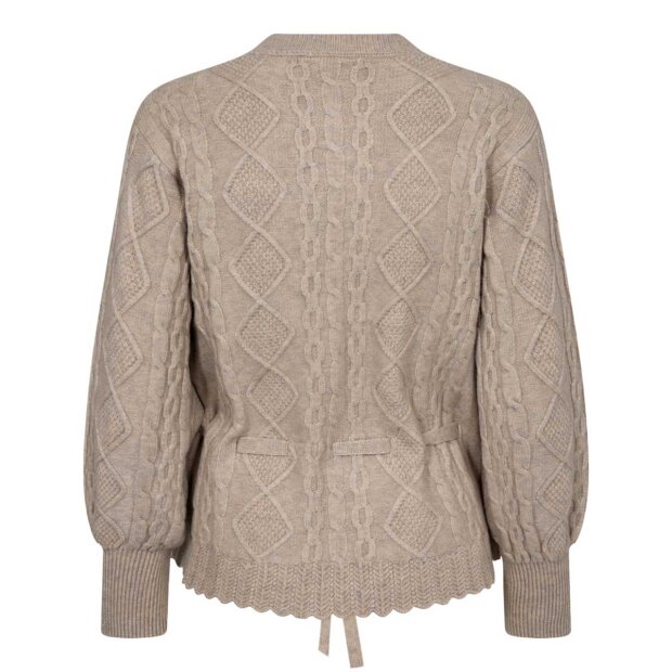 CO COUTURE - ROW KABELSTRIKKET CARDIGAN | BONE