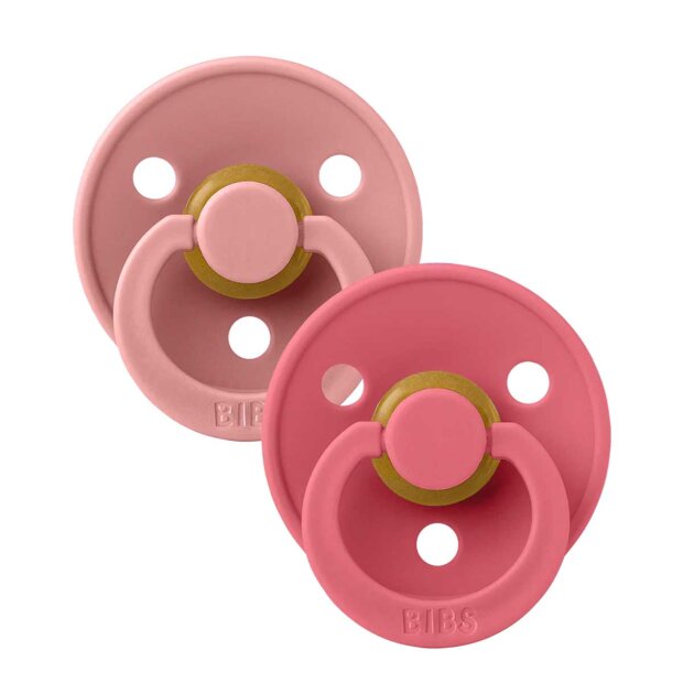 BIBS - 2-PAK COLOUR SUT - RUND - STR. 1 | DUSTY PINK/CORAL