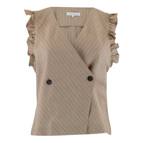 CONTINUE COPENHAGEN - LYDIA STRIBET VEST | SAND/HVID