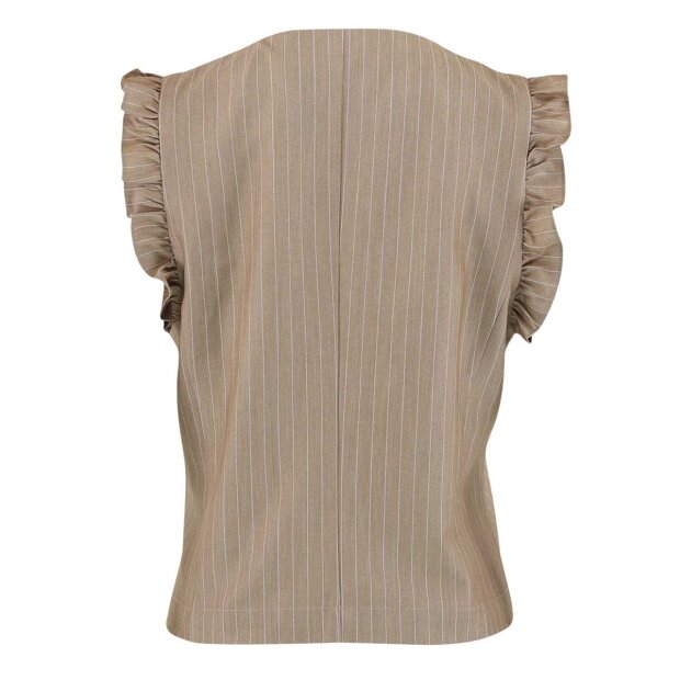 CONTINUE COPENHAGEN - LYDIA STRIBET VEST | SAND/HVID