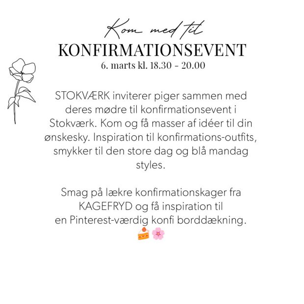 STOKVÆRK - KONFIRMATIONSEVENT 6. MARTS