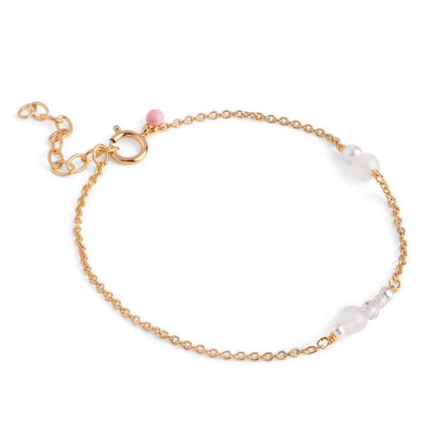 ENAMEL COPENHAGEN - SOFIA ARMBÅND | FORGYLDT/WHITE & PEARLS