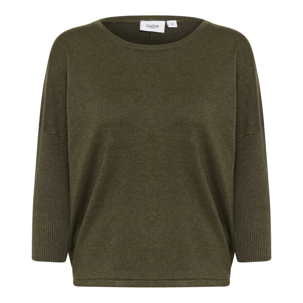 SAINT TROPEZ - MILA SZ PULLOVER | ARMY GREEN MELANGE