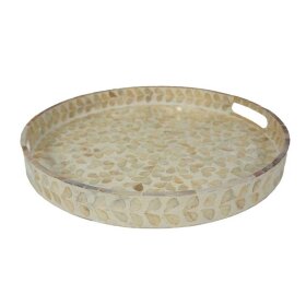 SPEEDTSBERG - DEKO BAKKE I MDF D40XH4 CM - BEIGE/HVID