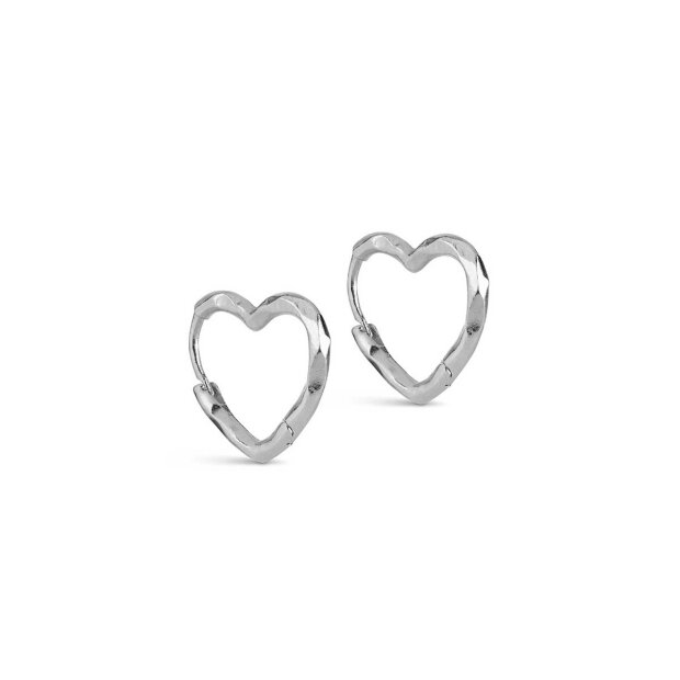 ENAMEL COPENHAGEN - ORGANIC HEART SMALL HOOPS | SØLV