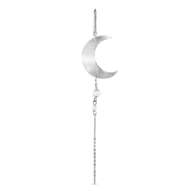 JANE KØNIG - HALF MOON EARRING W/PEARL CHAIN | SØLV