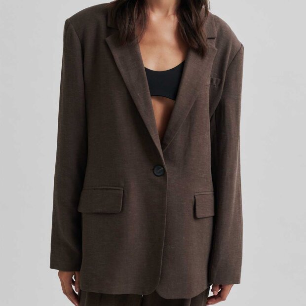 SECOND FEMALE - LINO NEW FIT BLAZER | CHOCOLATE BROWN